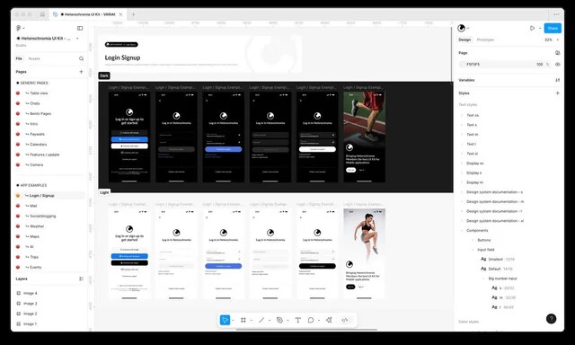 A Figma design file with UI mockups, ready to be built into a hand-coded website