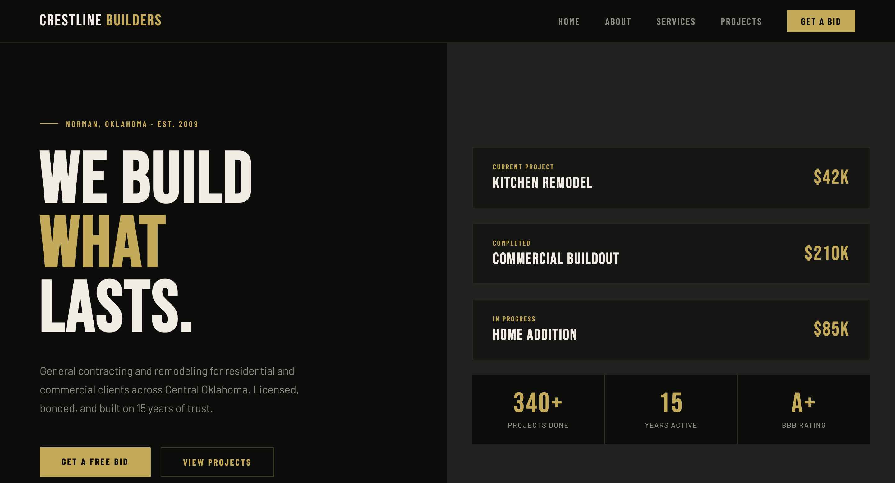 Crestline Builders website